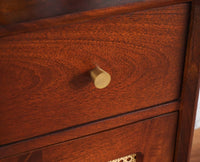 Boston Solid Wood Rattan Cane Dressing Table Furniselan Brown-Finish