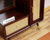 Boston Solid Wood Rattan Cane Dressing Table Furniselan Grey-Finish