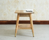 Boston Solid Wood Rattan Cane End Table Furniselan Natural Finish
