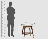 Boston Solid Wood Rattan Cane End Table Furniselan Brown-Finish