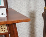 Boston Solid Wood Rattan Cane End Table Furniselan Brown-Finish