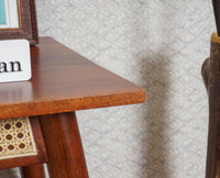 Boston Solid Wood Rattan Cane End Table Furniselan Brown-Finish