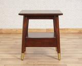 Boston Solid Wood Rattan Cane End Table Furniselan Grey-Finish