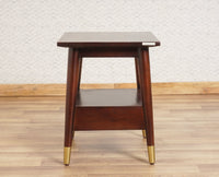 Boston Solid Wood Rattan Cane End Table Furniselan Grey-Finish