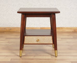 Boston Solid Wood Rattan Cane End Table Furniselan Grey-Finish