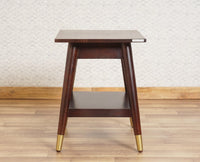 Boston Solid Wood Rattan Cane End Table Furniselan Grey-Finish