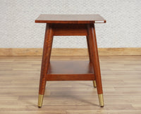 Boston Solid Wood Rattan Cane End Table Furniselan Brown-Finish