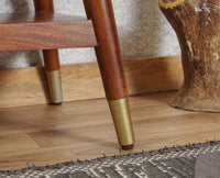 Boston Solid Wood Rattan Cane End Table Furniselan Brown-Finish
