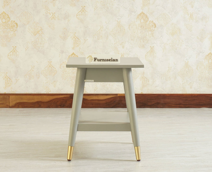 Boston Solid Wood Rattan Cane End Table Furniselan Cool-Grey