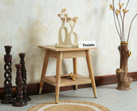 Boston Solid Wood Rattan Cane End Table Furniselan Natural Finish