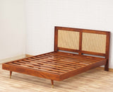 Boston Solid Wood Rattan Cane King Size Bed Furniselan Brown-Finish