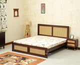 Boston Solid Wood Rattan Cane King Size Bed Furniselan grey finish