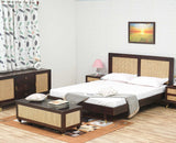 Boston Solid Wood Rattan Cane King Size Bed Furniselan Grey-Finish
