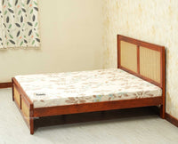 Boston Solid Wood Rattan Cane King Size Bed Furniselan brown finish