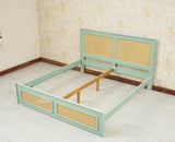 Boston Solid Wood Rattan Cane King Size Bed - King Size Bed - Furniselan  Silt-Green