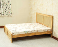 Boston Solid Wood Rattan Cane King Size Bed Furniselan natural finish