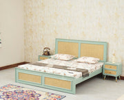 Boston Solid Wood Rattan Cane Queen Size Bed