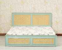 Boston Solid Wood Rattan Cane King Size Bed - King Size Bed - Furniselan  Silt-Green