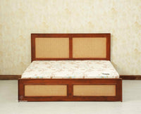 Boston Solid Wood Rattan Cane King Size Bed Furniselan brown finish