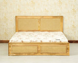 Boston Solid Wood Rattan Cane King Size Bed Furniselan natural finish