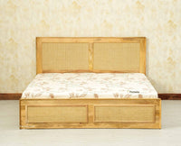 Boston Solid Wood Rattan Cane King Size Bed Furniselan natural finish