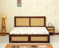 Boston Solid Wood Rattan Cane King Size Bed Furniselan grey finish