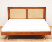 Boston Solid Wood Rattan Cane King Size Bed Furniselan Brown-Finish