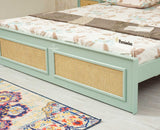 Boston Solid Wood Rattan Cane King Size Bed - King Size Bed - Furniselan  Silt-Green