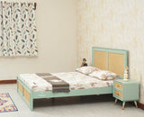 Boston Solid Wood Rattan Cane King Size Bed - King Size Bed - Furniselan  Silt-Green