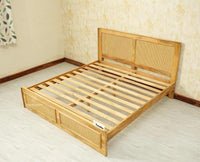 Boston Solid Wood Rattan Cane King Size Bed Furniselan natural finish