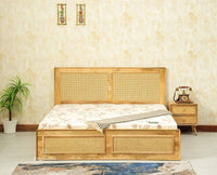 Boston Solid Wood Rattan Cane King Size Bed Furniselan natural finish