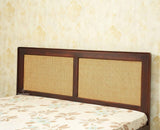 Boston Solid Wood Rattan Cane King Size Bed With Storage Drawers Furniselan grey finish