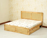 Boston Solid Wood Rattan Cane King Size Bed With Storage Drawers Furniselan natural finish