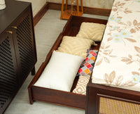 Boston Solid Wood Rattan Cane King Size Bed With Storage Drawers Furniselan grey finish