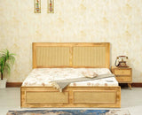 Boston Solid Wood Rattan Cane King Size Bed With Storage Drawers Furniselan natural finish