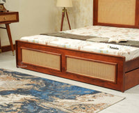 Boston Solid Wood Rattan Cane King Size Bed With Storage Drawers Furniselan brown finish