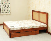 Boston Solid Wood Rattan Cane King Size Bed With Storage Drawers Furniselan brown finish