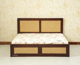Boston Solid Wood Rattan Cane King Size Bed With Storage Drawers Furniselan grey finish