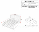 Boston Solid Wood Rattan Cane King Size Bed With Storage Drawers Furniselan grey finish