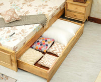 Boston Solid Wood Rattan Cane King Size Bed With Storage Drawers Furniselan natural finish