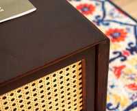 Boston Solid Wood Rattan Cane One Drawer Coffee Table Furniselan -  Grey-Finish