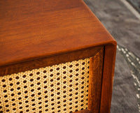 Boston Solid Wood Rattan Cane One Drawer Coffee Table Furniselan - Brown-Finish