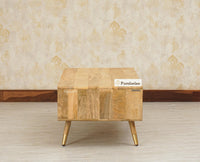 Boston Solid Wood Rattan Cane One Drawer Coffee Table Furniselan - Natural-Finish