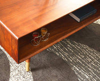 Boston Solid Wood Rattan Cane One Drawer Coffee Table Furniselan - Brown-Finish