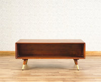 Boston Solid Wood Rattan Cane One Drawer Coffee Table Furniselan - Brown-Finish