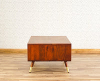 Boston Solid Wood Rattan Cane One Drawer Coffee Table Furniselan - Brown-Finish