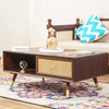 Boston Solid Wood Rattan Cane One Drawer Coffee Table Furniselan -  Grey-Finish