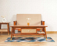 Boston Solid Wood Rattan Cane two Drawer Coffee Table - Coffee Table - Furniselan Brown-Finish