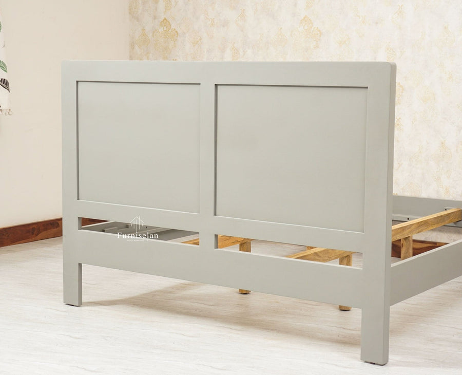 Boston Solid Wood Rattan Cane Queen Size Bed - Queen Size Bed - Furniselan Cool-Grey