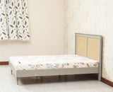 Boston Solid Wood Rattan Cane Queen Size Bed - Queen Size Bed - Furniselan Cool-Grey